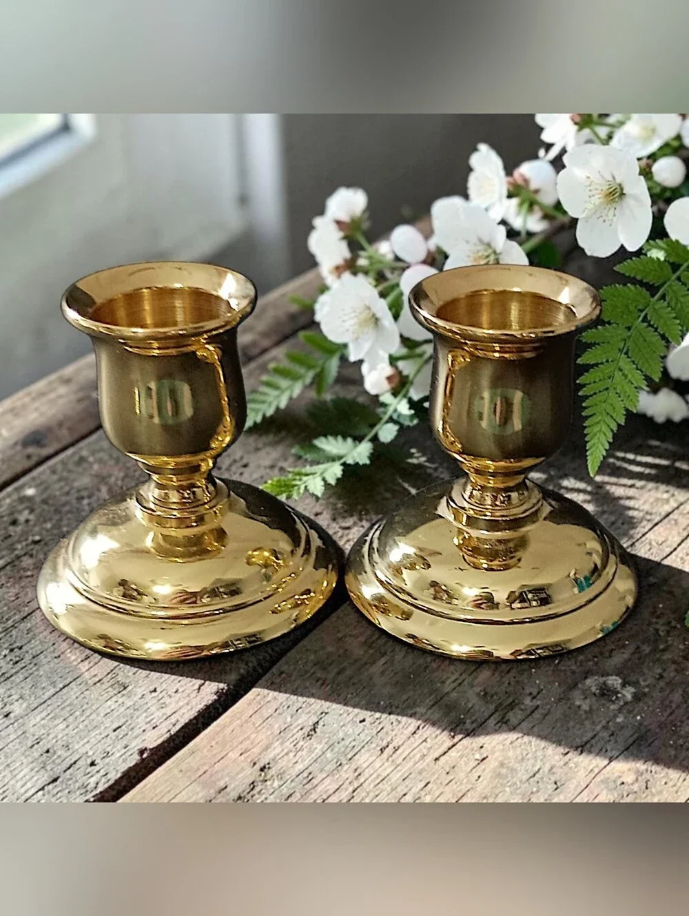 2 Vintage PartyLite Brass Candle Holders Mini Tapers Gold Tone Candlesticks
